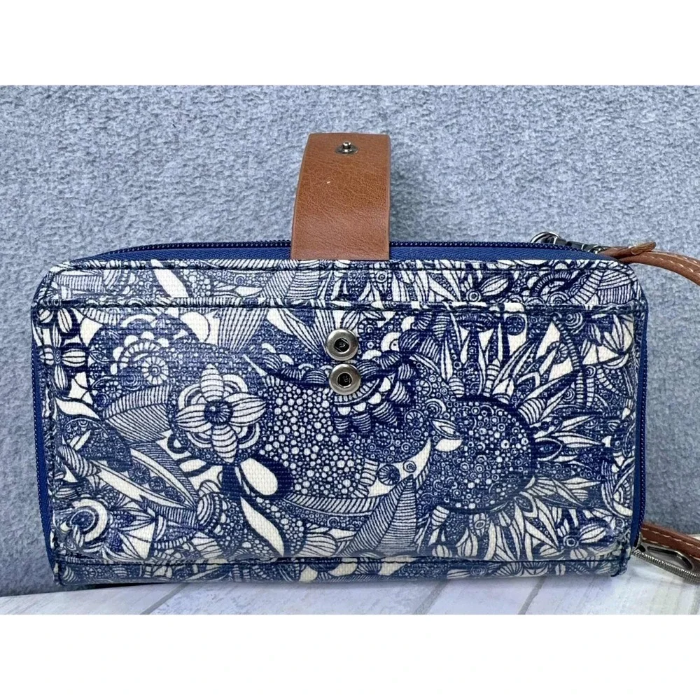 Sakroots Coated Canvas Smartphone Crossbody Bag Blue Floral‎ Minimalist Travel